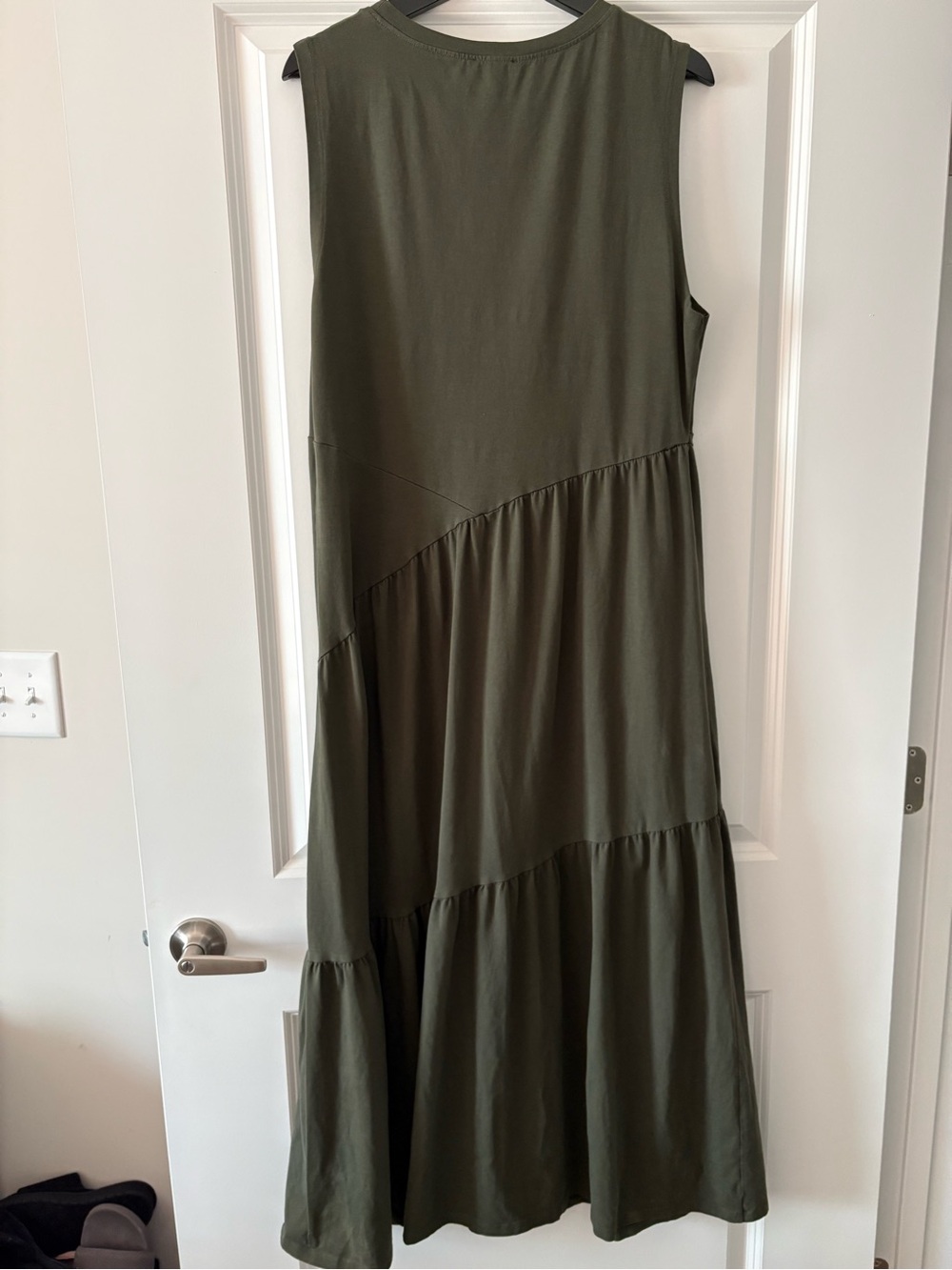 Calvin Klein Olive Green Sleeveless Tiered Maxi